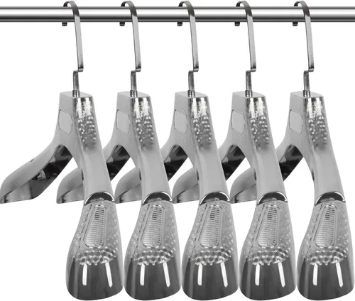 Miniatura 9 de DEDU Perchas de traje para hombres, paquete de 40 perchas extra anchas antideslizantes de ancho 17.7 pulgadas, perchas de plástico grueso negro