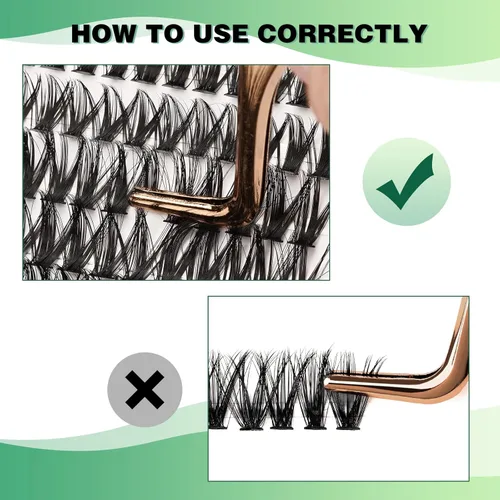 Miniatura 65 de Extensiones de racimos de pestañas 300 piezas, pestañas individuales 40D 0.07D rizado 11mm, para colocar en casa, bandeja grande de volumen