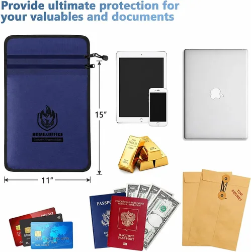 Miniatura 2 de andyer - Bolsa de documentos ignífuga mejorada con dos bolsillos (2000 ℉), bolsa de dinero impermeable ignífuga de 15 x 11 pulgadas con cremallera