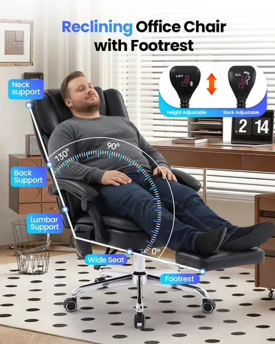 Miniatura 7 de Silla de oficina grande y alta de 500 libras con soporte lumbar de masaje de amasamiento 3D, sillas de oficina para aliviar el dolor de espalda