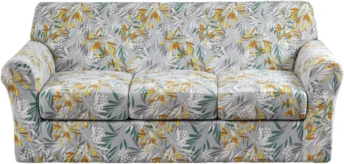 Miniatura 82 de Fundas elásticas para sofá de 1/2/3 cojines, funda estampada con fundas de cojín de asiento separadas, fundas de sofá lavables, protector de muebles