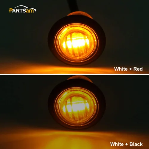 Miniatura 5 de Partsam 10 luces de marcador LED ámbar redondas de 3/4 pulgadas, luces de señal de giro de 3 cables para camioneta remolque, sellado impermeable