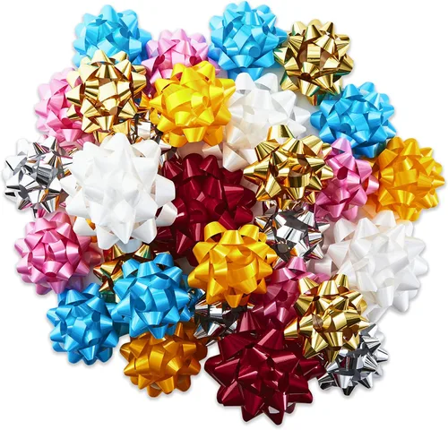 Hallmark Surtido de lazos de regalo (30, 2 tamaños) rojo, blanco, rosa, azul, amarillo, plata, dorado para Navidad, Hanukkah, cumpleaños, bodas,