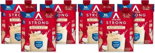 Miniatura 11 de Atkins - Batido Fuerte de Alta Proteína, Sabor Café Laté, 30g de Proteína, 7g de Fibra Prebiótica, Apoyo para la Salud Muscular y del Intestino