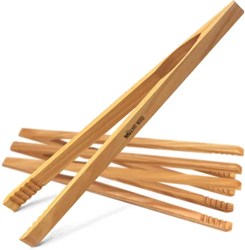 4 pinzas de madera para tostadora, utensilios de cocina de madera de fresno de 10 pulgadas, fácil de agarrar, diseño antideslizante para tostadas,