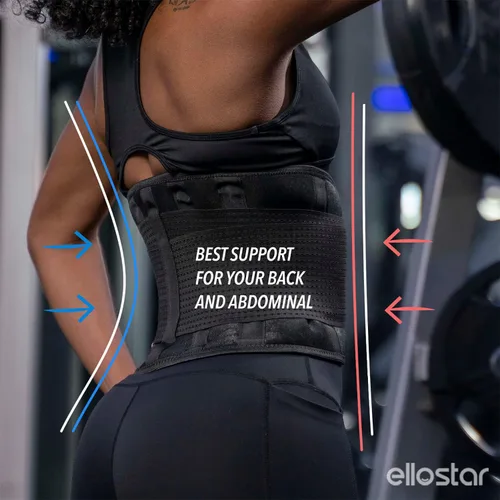 Miniatura 2 de ellostar Entrenador de cintura para mujer: banda de sudor para grasa del vientre, control de abdomen, soporte de espalda, faja moldeadora de Negro