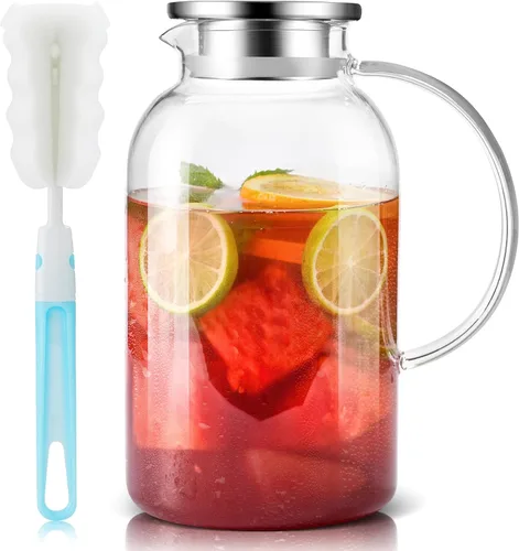 Miniatura 10 de SUSTEAS Jarra de Vidrio de 1.5 Litros 51oz con Tapa, Fácil de Limpiar, Jarra de Agua de Vidrio Resistente al Calor con Asa para Bebidas