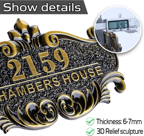 Miniatura 3 de Letrero de dirección personalizado, placa de dirección de número de casa, placa de dirección personalizada, metal o latón antiguo acrílico