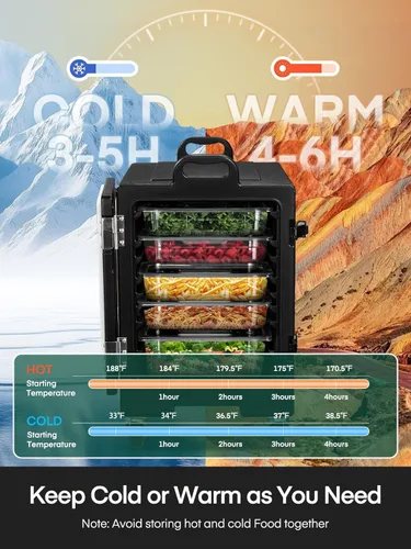 Miniatura 3 de Calentador de alimentos para catering con ruedas, 82 cuartos de galón aislado para alimentos, caja calentadora de alimentos LLDPE para 5 sartenes