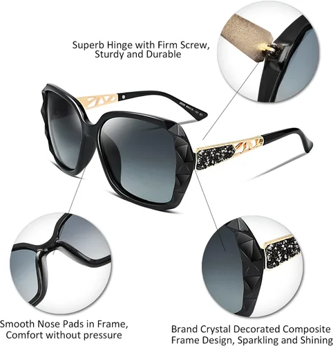 Miniatura 34 de FEISEDY - gafas de sol polarizadas para mujer, marco compuesto brillante B2289