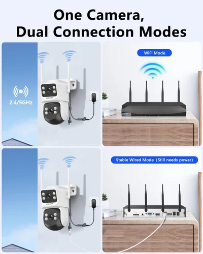 Miniatura 8 de 【Audio de 2 vías y vista de 360°】 Cámaras de seguridad PTZ de 4MP inalámbricas para exteriores, sistema de vigilancia WiFi para el hogar, kits