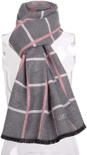 Miniatura 3 de Suzy Levian Bufanda de invierno a rayas geométricas grises y rosas para mujer, Rosado