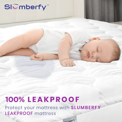 Miniatura 3 de Slumberfy Cubrecolchón de tamaño matrimonial, viscosa hecha de bambú para aliviar el dolor de espalda, enfriamiento natural para personas que