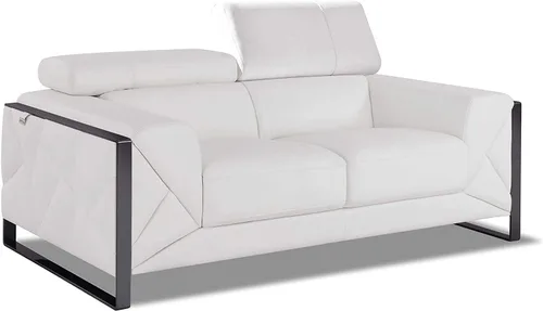 Miniatura 7 de BlackJack Furniture Gianni - Juego de cuero italiano de grano superior con reposacabezas ajustables de 9 posiciones, patrón geométrico Blanco