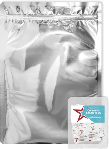 PackFreshUSA: Bolsas herméticas de Mylar de 10 x 14 pulgadas de galón – Absorbentes de oxígeno de alta capacidad de 500 cc – Almacenamiento de