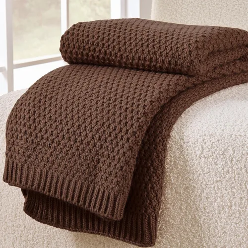 Miniatura 11 de Manta de punto beige para sofá, manta de punto de tablero de ajedrez beige para cama, manta de punto reversible suave y acogedora, 50 x 60 pulgadas