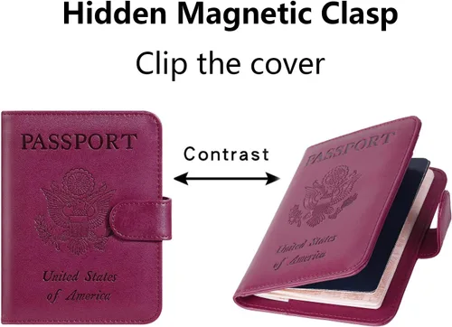 Miniatura 5 de Funda para pasaporte de piel con bloqueo RFID, accesorios de viaje para mujeres y hombres