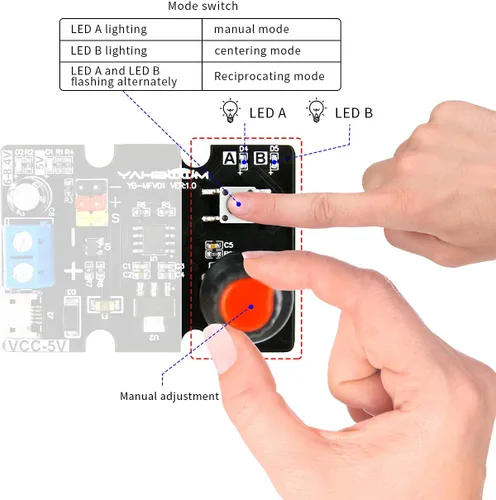 Miniatura 3 de Yahboom Herramienta de centrado de controlador de servomotores RC con protección contra sobrecorriente, 2 modos de control compatible con ajuste