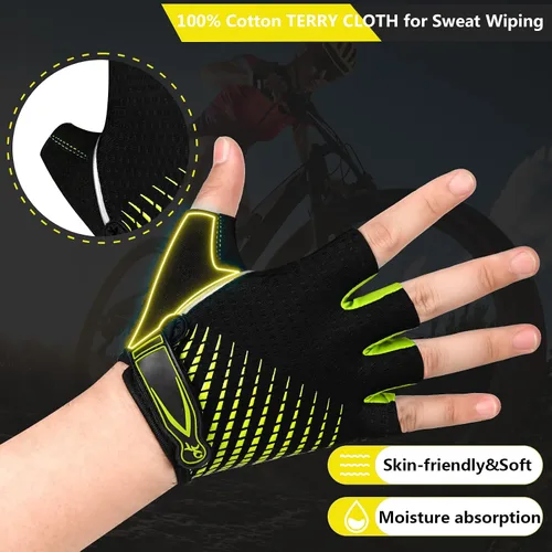 Miniatura 4 de Guantes de ciclismo para hombres y mujeres, antideslizantes, transpirables, almohadillas de gel de 0.197 pulgadas, guantes de bicicleta de carretera