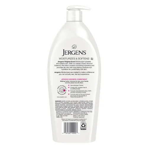 Miniatura 10 de Jergens Loción para piel seca de aroma original, hidratante corporal para manos y cuerpo, esencia de almendra de cereza, probado por dermatólogos