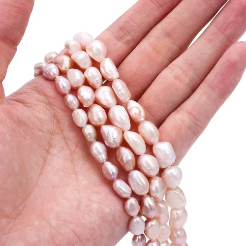 Miniatura 3 de Beadia - Cuentas de perlas naturales púrpuras cultivadas en agua dulce de 6-7 mm, piedras preciosas sueltas para hacer joyería DIY, 13.8"/hebra