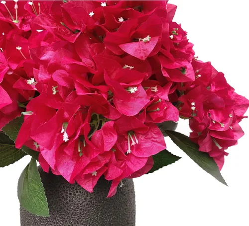 Miniatura 5 de Juego de 4 ramos de flores artificiales de seda de buganvilla, flores ricas para decoración del hogar, jardín, boda, arbustos de flores sintéticas