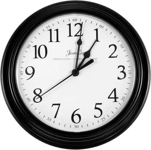 PATIKIL Reloj de pared de 9 pulgadas, funciona con pilas, silencioso, sin tictac, redondo, para oficina, dormitorio, decorativo, color negro