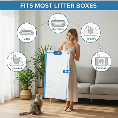 Miniatura 7 de Paquete de 48 bolsas de arena para gatos súper jumbo, extragruesas de 0.1 fl oz, a prueba de fugas, 46 x 18 pulgadas, forro de arena para gatos