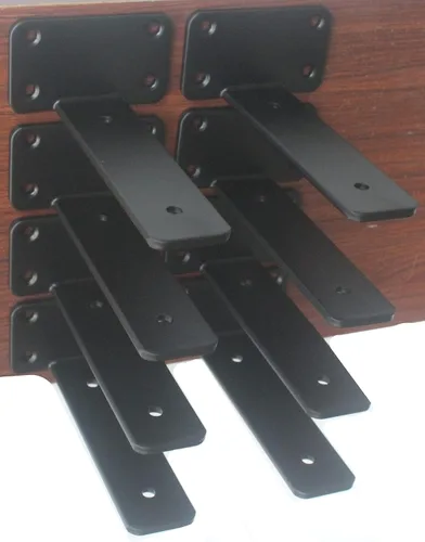 Miniatura 41 de Paquete de 2 - Soportes de estante en L ocultos negros de 4 pulgadas (1/5 pulgada de grosor) Soportes de estante flotante de hierro Soportes