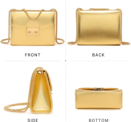 Miniatura 3 de Dasein Bolso cruzado pequeño para mujer, bolso de noche de diseñador, bolso de mano para bodabaile de graduaciónfiesta con doble correa de cadena