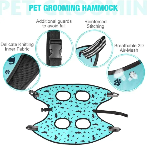 Miniatura 5 de ATESON Hamaca de aseo para perros – Arnés para mascotas para aseo, cabestrillo para perro para cortar uñas, soporte colgante para perros para cortar