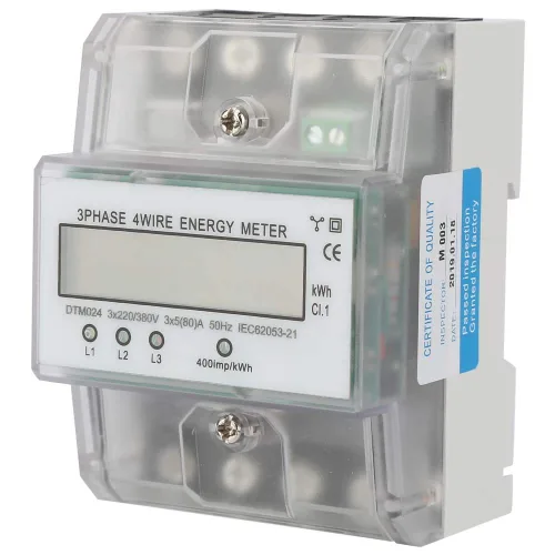 Medidor de energía digital de 3 fases KWh Monitor 220V/380V 4P LCD Medidor de consumo de energía para sistemas eléctricos comerciales industriales