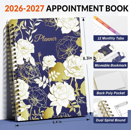 Miniatura 36 de SUNEE Libro de citas 2026-2027, trimestral por hora, semanal y mensual, de julio de 2026 a junio de 2027, planificador académico de 6.4 x 8.3
