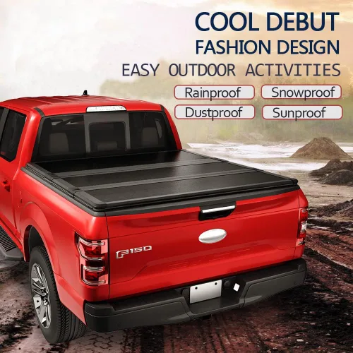 Miniatura 4 de Cubierta rígida de triple pliegue Cama corta de 5.5 pies Fundas de repuesto para caja de camioneta Nissan Titan 2004-2015 Accesorios