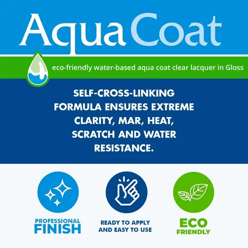 Miniatura 8 de Aqua Coat - Laca transparente con acabado brillante, autoreticulante, a base de agua de alta calidad para madera y plástico, secado rápido, no se