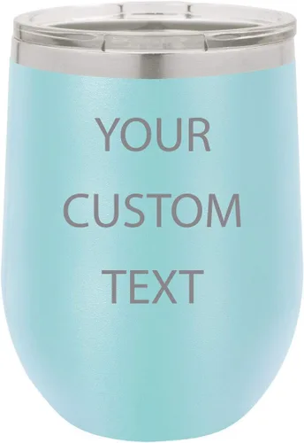 Miniatura 13 de Vaso de vino aislado de acero inoxidable personalizado personalizado de 12 oz (verde azulado)