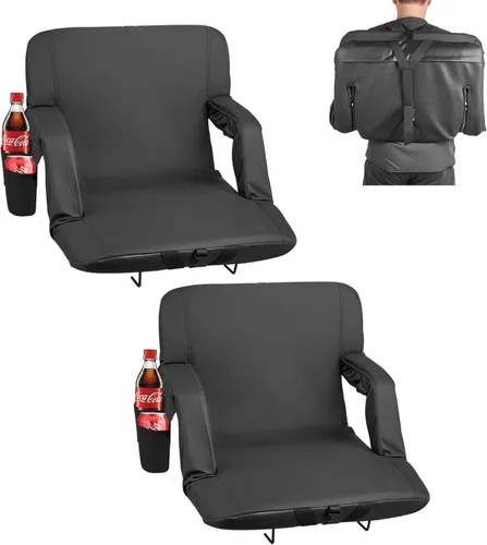 VEVOR Stadium Seat, 6 Adjustable Angle Wide Bleacher Chair, 2.9'' Cushion Padded Stadium Seat with Armrest and Back Support, Stadiums Chair with