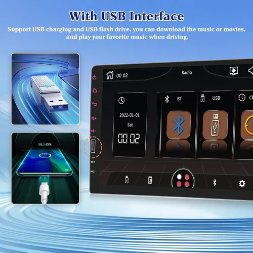 Miniatura 5 de Hikity Estéreo inalámbrico de 9 pulgadas para Apple Carplay inalámbrico Android Auto, pantalla táctil, radio AM/FM, receptor de audio para automóvil