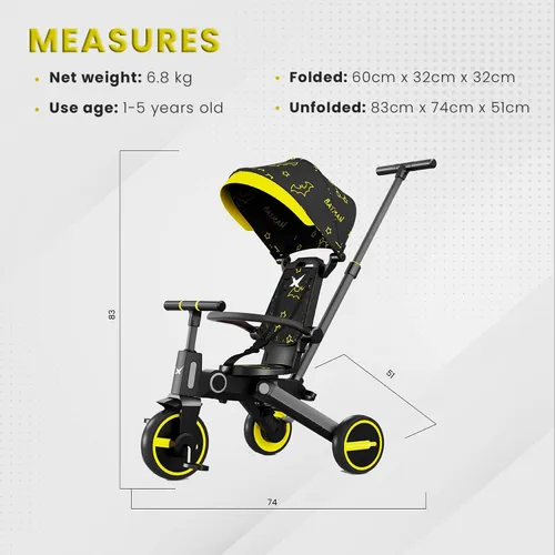 Miniatura 2 de Adventure Pro Summer Edition - Triciclo plegable para niños pequeños, toldo grande, cesta, mochila de viaje y bolsa para padres, triciclo para niños