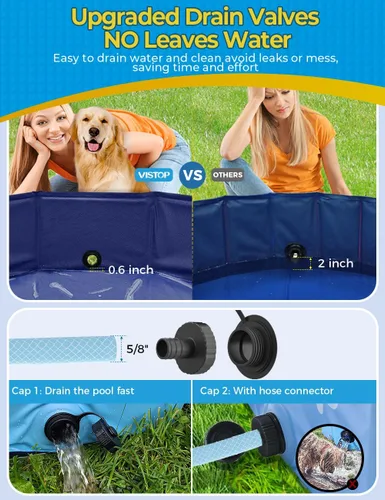 Miniatura 5 de VISTOP Piscina grande plegable para perros, piscina portátil de plástico duro para perros, gatos y niños, piscina infantil plegable para baño