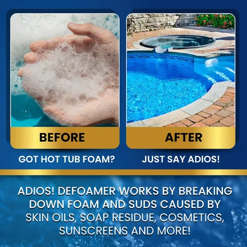 Miniatura 4 de Adios! Antiespumante para bañera de hidromasaje y antiespuma para spa y piscinas, fórmula de silicona rápida y segura, 32 onzas (cuarto de galón)