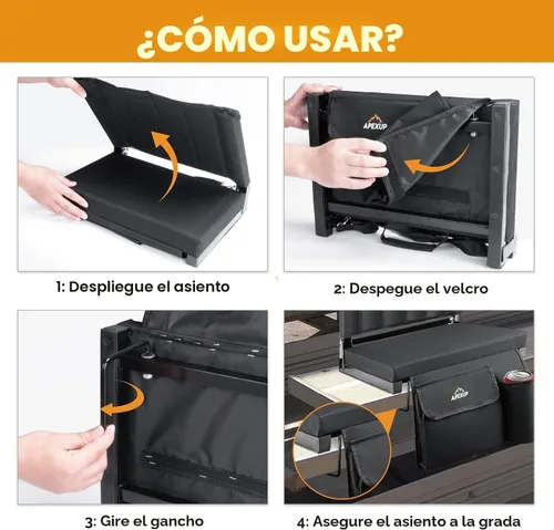 Miniatura 5 de APEXUP Asientos de estadio con soporte trasero, asiento portátil para gradas con bolsillo grande y soporte para tazas, silla ancha para estadio