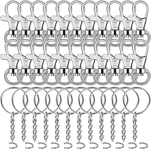 Miniatura 8 de selizo - 120 llaveros dorados para manualidades, incluye 60 ganchos para llavero y 60 llaveros para llaveros, espacios en blanco acrílicos