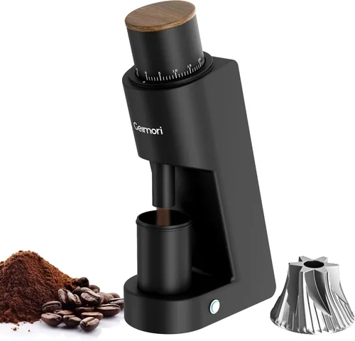 Wirsh Geimori GU38 - Molinillo de café de dosis única, con rebaba cónica de acero inoxidable de 6 núcleos de 1.496 in, ajuste continuo de 0.000 in,