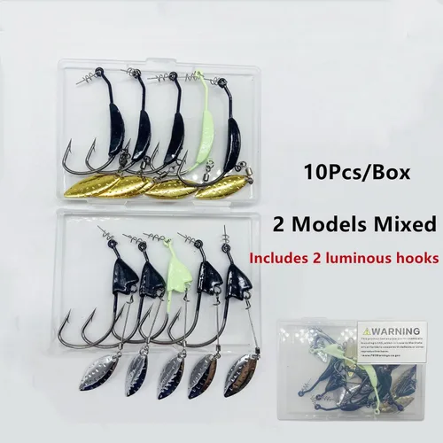 Miniatura 3 de 10 unidades/caja (2 modelos mezclados) jig heads Swimbait anzuelos de pesca, gusanos Senko suave cebo con anzuelos con peso de plomo/cuchillas