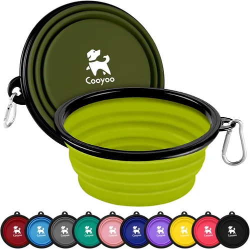 Miniatura 15 de COOYOO Cuenco plegable para perros, paquete de 2 cuencos plegables para agua para perros y gatos, plato portátil para alimentación de mascotas