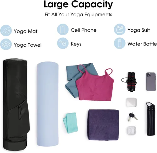 Miniatura 4 de sportsnew Bolsa para esterilla de yoga, bolsa de transporte para esterilla de yoga con cremallera completa con bolsillo para botella de agua