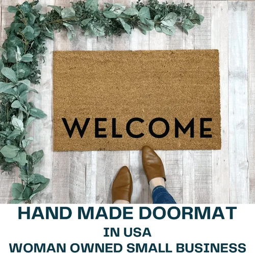 Miniatura 4 de NICKEL DESIGNS Modern Welcome Doormat, 18 x 30 Inch, Heavy Duty Natural Coir Fibers, UV and Weather Resistant, Modern Porch Decor, Simple and Bold