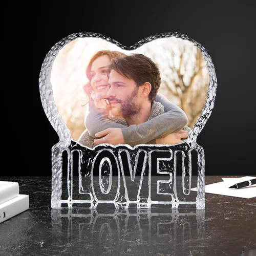 Miniatura 12 de Foto de cristal 3D personalizada, marco de fotos en forma de corazón con luz nocturna de cristal 3D, el mejor regalo para parejas, amor, mujeres