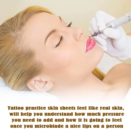 Miniatura 4 de Maitys - 5 hojas de tatuaje de labios para práctica, colorete de labios, práctica de microblading, piel falsa para suministros de máquina